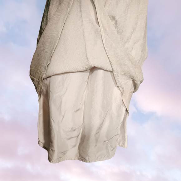 Burberry London Off White Taupe Gauze Light Midi Tank Button Up  Summer Dress XS - Picture 7 of 9